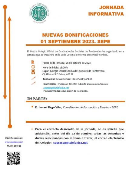 XORNADA INFORMATIVA "NOVAS BONIFICACIÓNS 1 de setembro" - SEPE