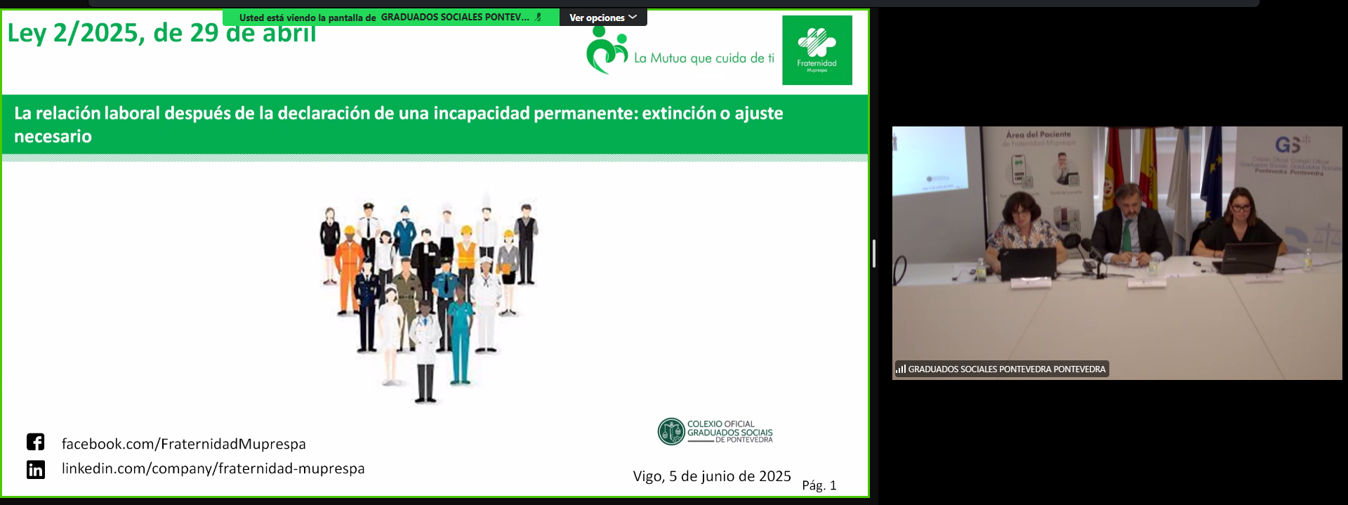 JORNADA INFORMATIVA " La relación laboral después de la declaración de una IP: extinción o ajuste necesario"