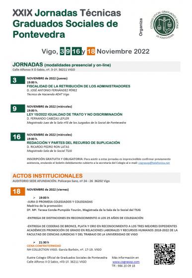 XXIX JORNADAS TÉCNICAS DE GRADUADOS SOCIALES DE PONTEVEDRA