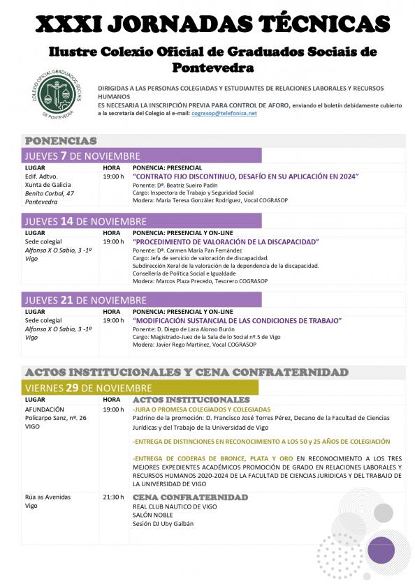 XXXI JORNADAS TÉCNICAS DE GRADUADOS SOCIALES DE PONTEVEDRA